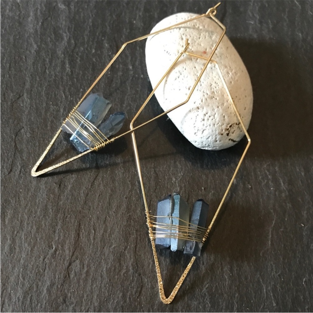 Beautiful gold quartz earrings - Picture 7 of 8